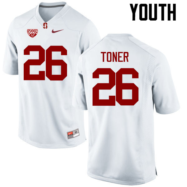 Youth Stanford Cardinal #26 Jet Toner College Football Jerseys Sale-White